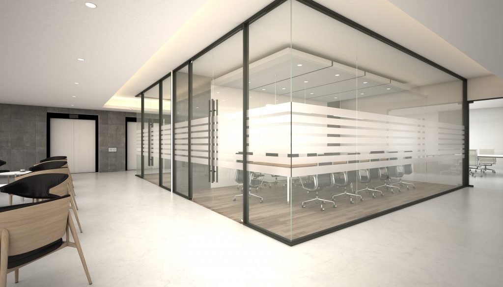 Framed Glass Office Partition Installation in Dubai UAE - قواطع زجاجية بإطار للمكاتب دبي