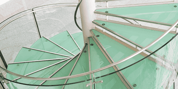 Curved glass spiral staircase UAE | درج زجاج منحني