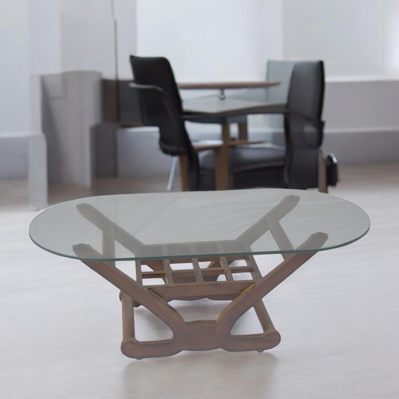 Standard clear oval glass table top UAE | زجاج طاولة بيضاوي