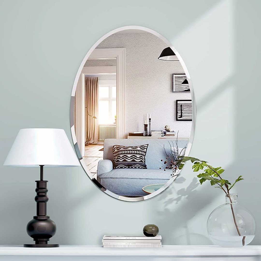 Black framed oval wall mirror Dubai UAE | مرآة بيضاوية بإطار أسود