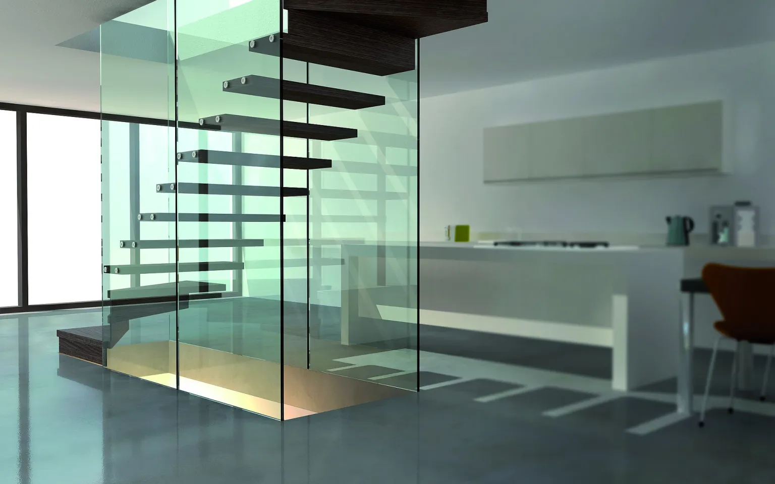 Staircase glass railing, shower glass enclosure and tempered glass installation in Dubai UAE