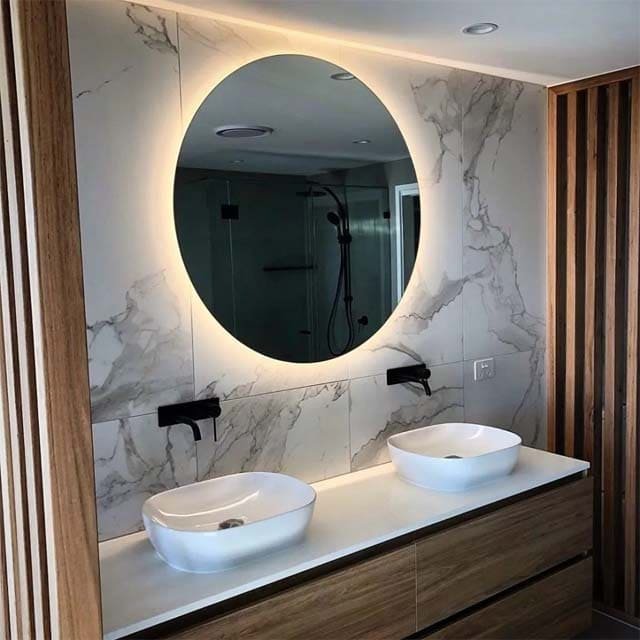 LED bathroom mirror and backlit vanity mirror installation in Dubai Abu Dhabi UAE